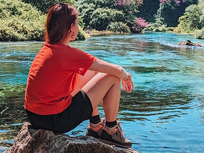 wandern am Blue Eye in Albanien